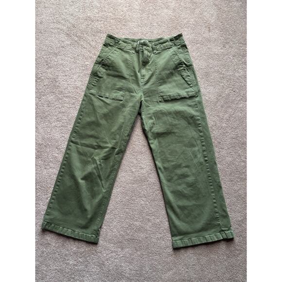 Pistola 29 Army Green Wide Leg Cropped Cargo Utility Pants Sophia $158 - Picture 3 of 8
